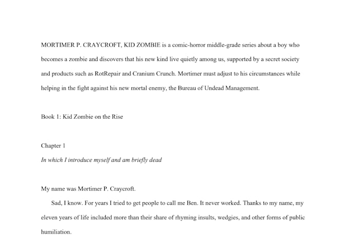 ghostwrite your chapter book or middle grade series for children